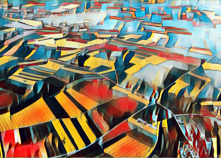 Luftbild der Rapsfelder im Mai.Art Photography