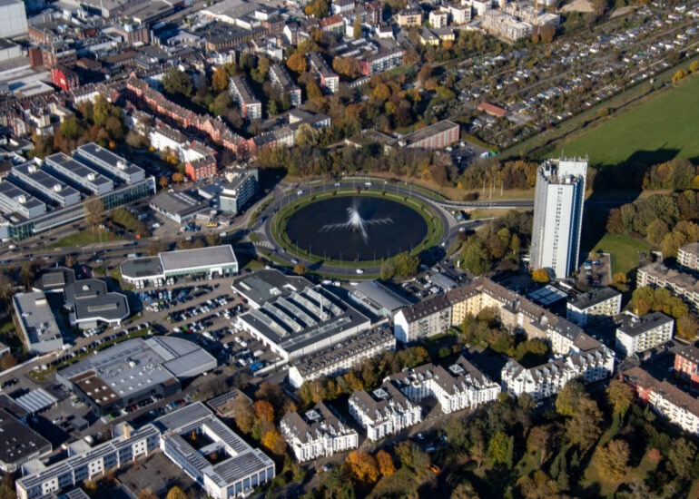 Luftbild Europaplatz im Osten von Aachen im Bundesland Nordrhein-Westfalen