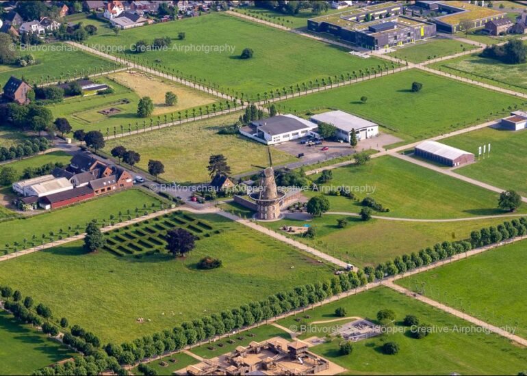 Luftbilder-Xanten Stadt am Niederrhein, LVR-Römerpark, Rhein, Dom, Stadt, Kultur, Freizeit, Archäologie und die Xantener Südsee