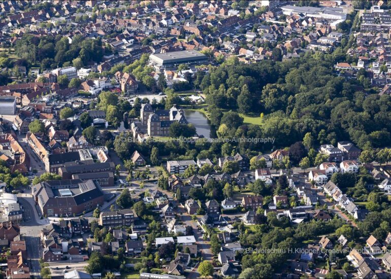 Luftbild Stadt Ahaus und Wasserschloss Ahaus