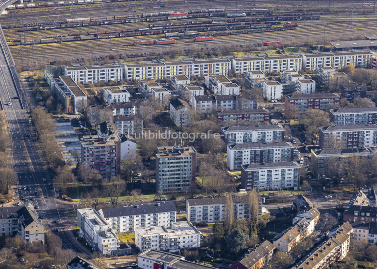 Luftbild Wohngebiet der Mehrfamilienhaussiedlung an der Wingenderstraße in Neuss