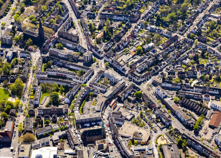 Luftbild Stadtzentrum im Innenstadtbereich in Bottrop im Bundesland Nordrhein-Westfalen, Deutschland
