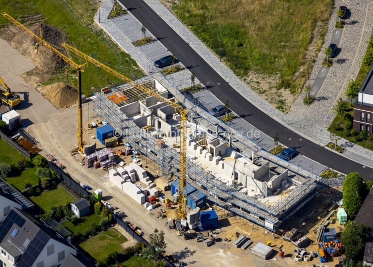 Luftbild Baustelle zum Neubau eines Wohnhauses in Sankt Hubert