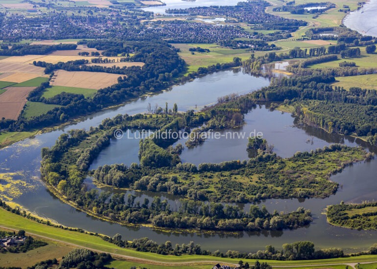 Luftbild Auenlandschaft Bislicher Insel in Xanten im Bundesland Nordrhein-Westfalen, Deutschland