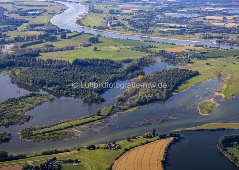 Luftbildfotografie Auenlandschaft Bislicher Insel in Xanten im Bundesland Nordrhein-Westfalen, Deutschland