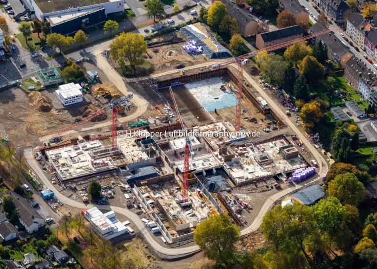 Luftbild Baustelle zum Neubau Ensemble 