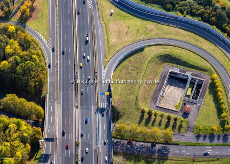 Luftbild Autobahn- Anschlussstelle der BAB A