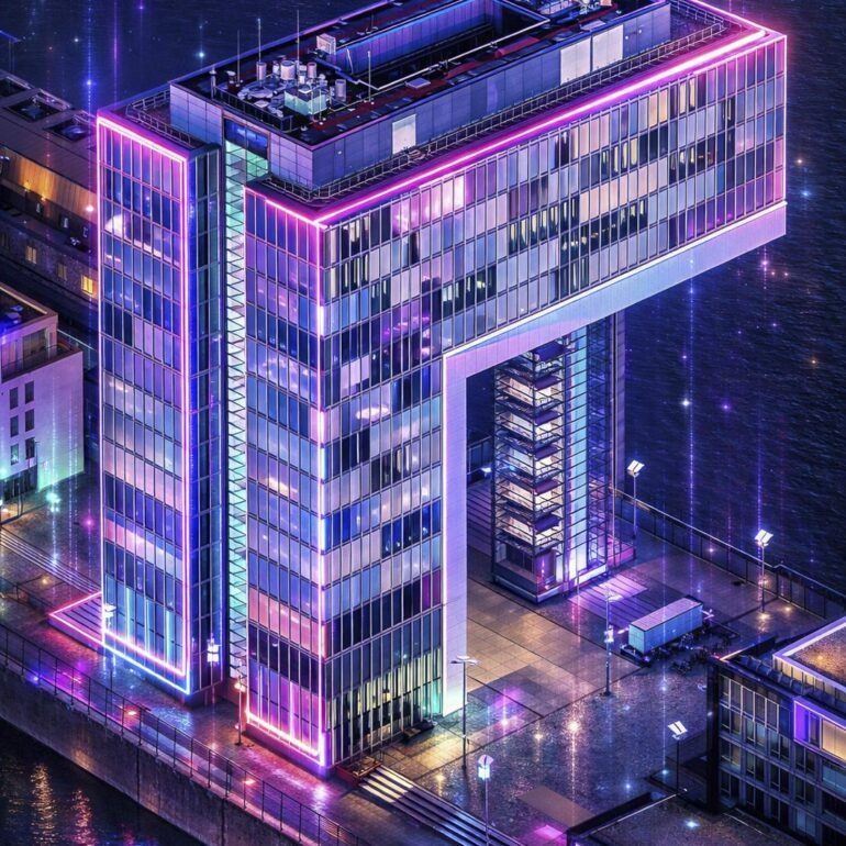 Luftbild Kranhäuser Köln Neon No. 1