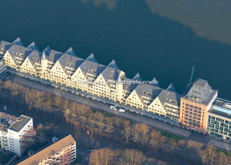 Luftbild Wohn- und Geschäftshaus an der Agrippinawerft in Köln im Bundesland Nordrhein-Westfalen, Deutschland