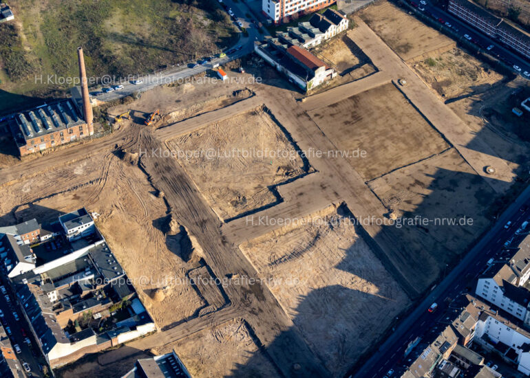 Luftbild Gebäude- Ensemble- Baustellen zum Neubau eines Stadtquartiers 