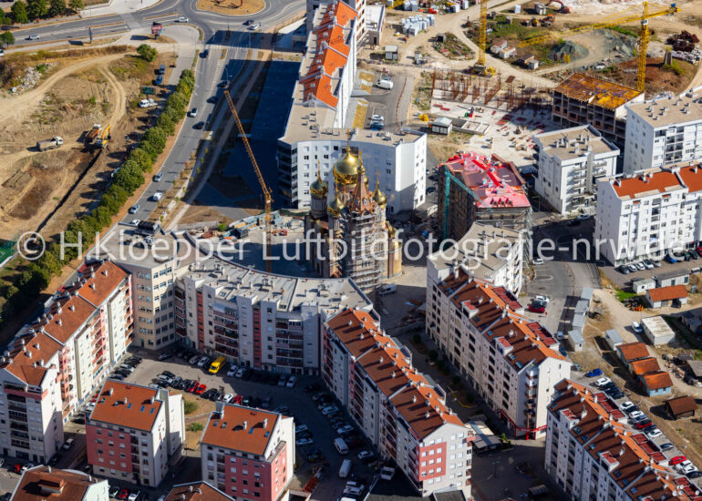 Luftbild Gebäudekomplex des Tempel 
