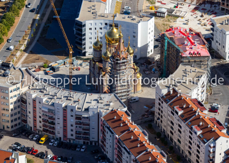 Luftbild Gebäudekomplex des Tempel 